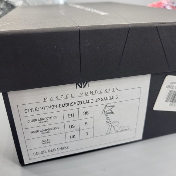 Marcell von Berlin Python Embossed Plexi Strap Lace-Up Sandals - Picture 12 of 17